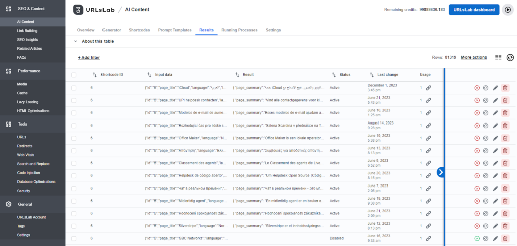 Screenshot of AI content section called Rules