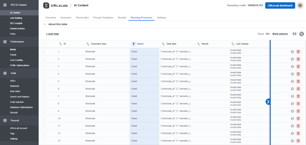 Screenshot of AI content section called Running processes