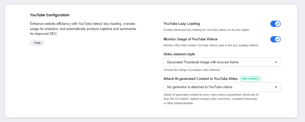 Screenshot of URLsLab's YouTube Configuration configuration