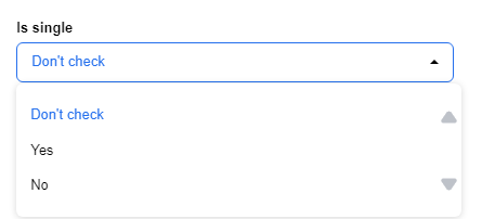Options for Is single rule condition in URLsLab