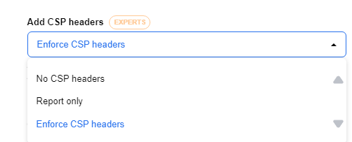Screenshot of dropdown menu in CSP headers