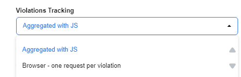 Screenshot of dropdown menu in violation tracking settings